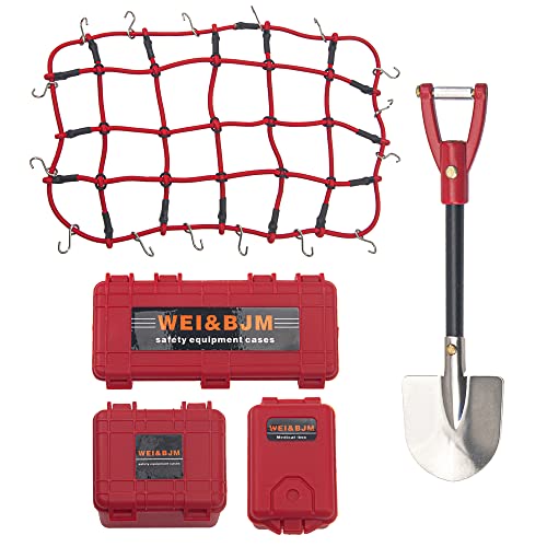 RC Scale Elastic Luggage Net & Luggage Case & RC Shovel Decoration Accessories Compatible with Traxxas TRX4 Axial SCX10 Redcat Gen7 D90 TF2 Tamiya CC01 HSP 1/10 RC Rock Crawler