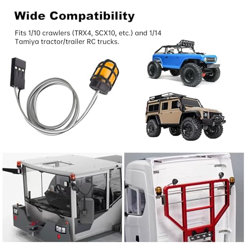 HobbyPark RC LED Flash Lights Alarm Lamp Flashing Rotating Beacon Light DC 5–6V Compatible with 1/10 TRX4 SCX10 RC Crawler Car 1/14 Tamiya Tractor RC Truck (2 Yellow Lights) - color: 2 Yellow Lights