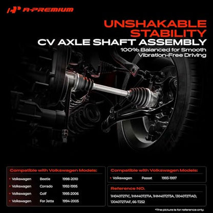 A-Premium Front Left Driver Side CV Axle Shaft Assembly | Compatible with Volkswagen Jetta 1994-2005, Golf 1995-2006, Beetle 1998-2010, Passat 1993-1997, Corrado 1992-1995