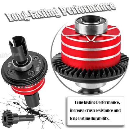 RC 43T Differential & 10T Main Gear Upgrades Part for 1/7 Big Rock/Mojave/Fireteam V2 6S BLX,1/8 Kraton/Outcast/Notorious Talion 6S BLX & EXB,Replace ARA310990,#ARA310979,Red - color: Red - (Differential)