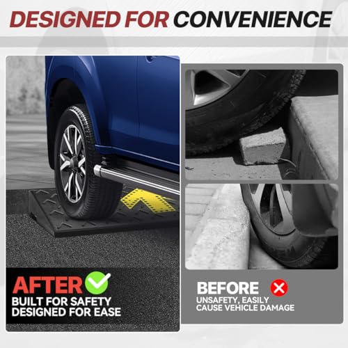 Rubber Curb Ramp 3" Rise Height, Arrow Patterned Sidewalk Curb Ramp for Forklift Truck Bus Car SUV, Driveway Curb Ramps for Low Profile Car, Threshold Bridge Ramp for Warehouse Garage - size: 3" Rise Arrow