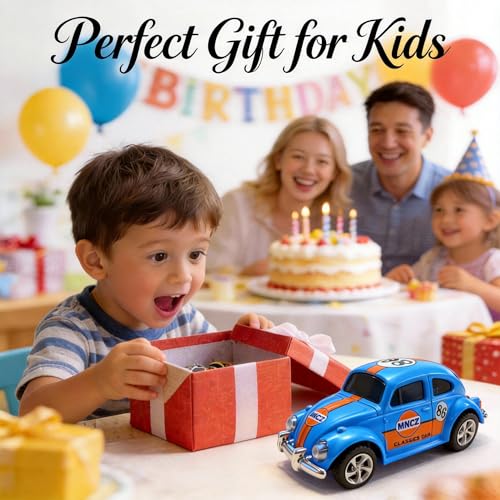Mini Retro RC Car, 1/64 Scale Mini Beetle, 2.4Ghz & APP Remote Control (Blue) - color: Blue