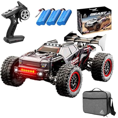 Levodan 49+mph Brushless Fast RC Car Adults, 1/16 2.4Ghz Waterproof Remote Control Car All-Terrain Crawler, 4 WD Offroad Truggy, 3 Batteries, Red, SG316MAX - color: 3 Batties(red)
