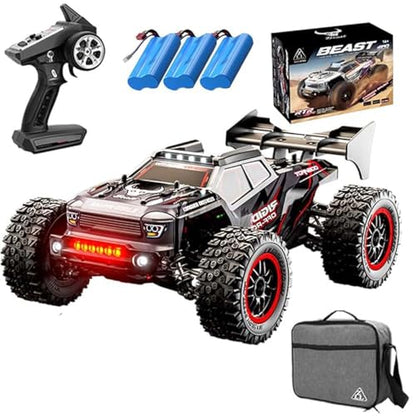 Levodan 49+mph Brushless Fast RC Car Adults, 1/16 2.4Ghz Waterproof Remote Control Car All-Terrain Crawler, 4 WD Offroad Truggy, 3 Batteries, Red, SG316MAX - color: 3 Batties(red)