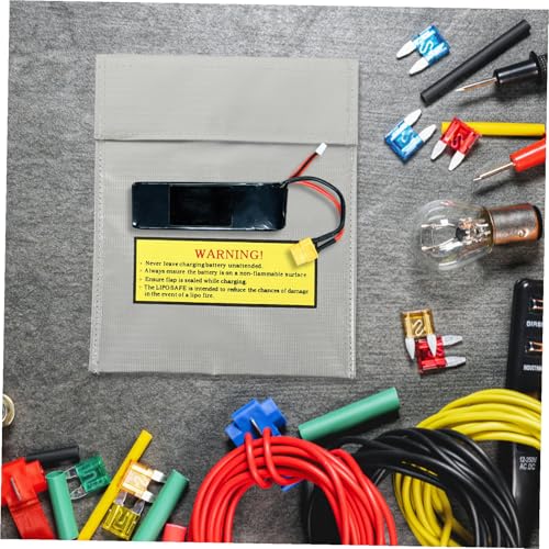 Sewroro Lipo Battery Fireproof Bag Rc Battery Safety Charge Pouch Fire-Resistant Storage Sack for Charging and Storing Lipo Packs Protects Workshop Home and Family 9.05X7.08In