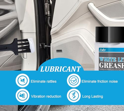 White Lithium Grease - 4oz Multi-Purpose Lubricant for Metal-to-Metal Joint, High Temp Automotive Grease with Brush, Ideal for Brake Machinery, Bearing, Gears, Hinge, Sliding Track