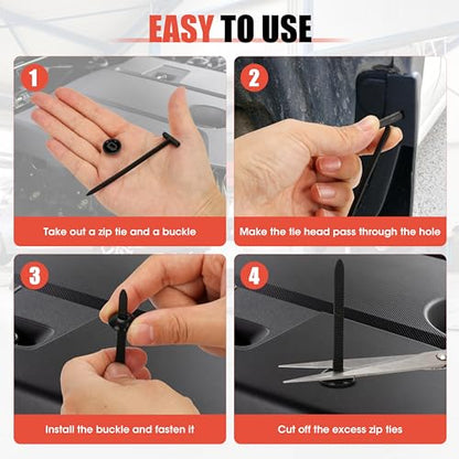 200PC Upgraded Nylon Cable Tie Buckle Universal Heavy Duty Self-Locking Automotive Fasteners for Bumper Fender LinerDoor Panel Push Pin Rivet & Trim Retainer Clip Replacement - color: 200PC Black
