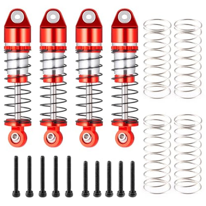 RCLIONS RC Car Oil Shocks 36mm Extended Aluminum Shock Absorber for AXIAL SCX24 1/24th RC Crawler Car Upgrade Parts (Red) - color: Red