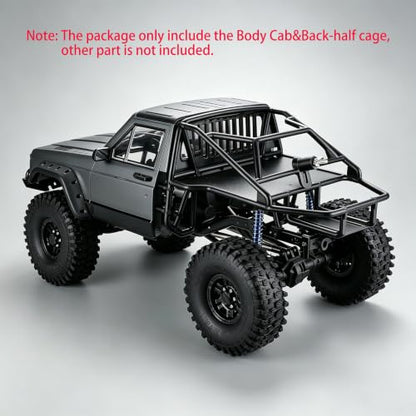 Hard Plastic RC Crawler Body Cab & Back-Half Cage Body Car Shell Upgrades Part for 1/10 RC Crawler Car for Axial SCX10 II 90046 TRX4 Redcat GEN8 (Grey) - color: Grey