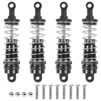 ShareGoo Aluminum Front Rear Swing Arm & Steering Knuckle Kit & Shock Absorbers Compatible with WLtoys 144010 144001 144002 1/14 RC Car (Black) - color: Black