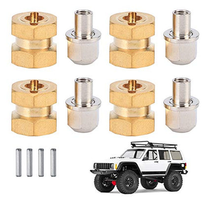 RC Hex Hub, 12mm Hex Extension Adapter, Brass Wheel Hex Hubs Spacers for 1/10 RC Crawler SCX10 90046 D90 Redcat Gen 8 V2 Gen7 pro, Set of 4 (12mm)