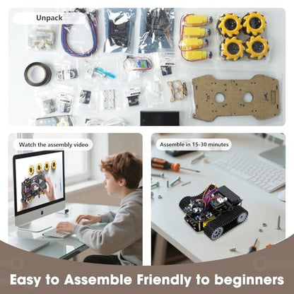 Robotics Kit for Kids Ages 8–12, Smart Robot Tank Car Compatible with Arduino & Scratch & Python, STEM Toys for Boys Ages 8–12, App & Remote Control, Birthday Coding Gift for Boys, Girls and Adults