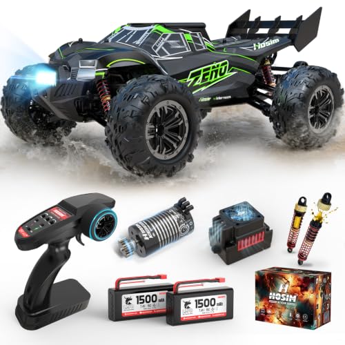 Hosim 1/10 Brushless RC Cars for Adults & Boys 60+ KPH, Fast RC Truck | 4x4 Off-Road All-Terrain Big Remote Control Car, Oil-filled Shock & Metal Drivetrain, Hobby RC Cars Toy Gift