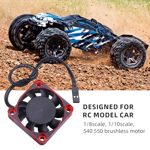 RC Car Motor Cooling Fan Heatsink 16000RPM Brushless ESC Cooling Fan 40x40mm for RC Car 1/8 1/10 540 550 Motor (Red) - color: Red