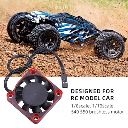 RC Car Motor Cooling Fan Heatsink 16000RPM Brushless ESC Cooling Fan 40x40mm for RC Car 1/8 1/10 540 550 Motor (Red) - color: Red