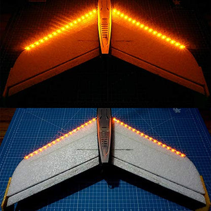 LED Light Strip for RC Fixed Wing Airplane Flying Wing Plane AR Wing Drone Model Car Truck (Yellow) - color: Yellow