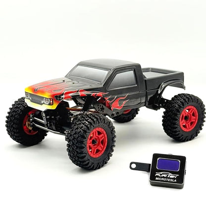 furitek Terra COMP – 1/18 RTR Crawler - Remote Control Car, RC Rock Crawler 1/18 Scale w Carbon Fiber Chassis n 2-in-1 Outrunner Brushless System for Adults, RC Hobbyists (Black Flame (w Digiboard)) - color: Black Flame (W Digiboard)