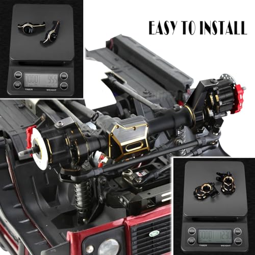 RC Upgrades Part for 1/10 TRX4,ARRCat Brass Front & Rear Portal Axles,Diff Covers,Axle Mount,Caster Blocks C Hub Carrier,Inner & Outer Portal Cover Housing,Hex Hub w/Red Diff Covers,Black - color: Black (1 Set)