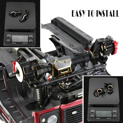 RC Upgrades Part for 1/10 TRX4,ARRCat Brass Front & Rear Portal Axles,Diff Covers,Axle Mount,Caster Blocks C Hub Carrier,Inner & Outer Portal Cover Housing,Hex Hub w/Red Diff Covers,Black - color: Black (1 Set)