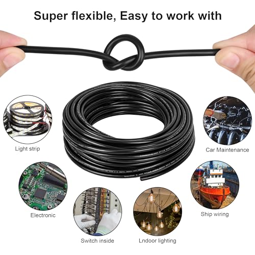 12 Gauge Wire 4 Conductor,12 AWG Electrical Wire Stranded PVC Cord Oxygen-Free Copper Cable 600V 12/4 Core Pure Copper Flexible Cable for LED Lamp Lighting Strips Automotive (12AWG-4C, 50FT) - size: 50FT, style: 12AWG-4C