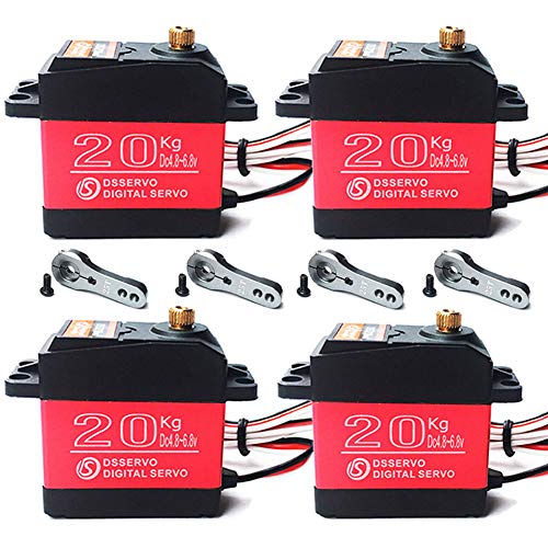 Pack of 4 DS3218 Digital RC Servo Motor 20KG High Torque Full Metal Gear Waterproof for Baja Cars Robot DIY 270° - size: 20kg x 4PCS(270°)