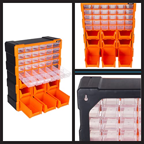 Stalwart Plastic Storage Drawers - 39-Drawer Screw Organizer, Black - size: 39-Drawer Screw Organizer