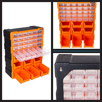 Stalwart Plastic Storage Drawers - 39-Drawer Screw Organizer, Black - size: 39-Drawer Screw Organizer