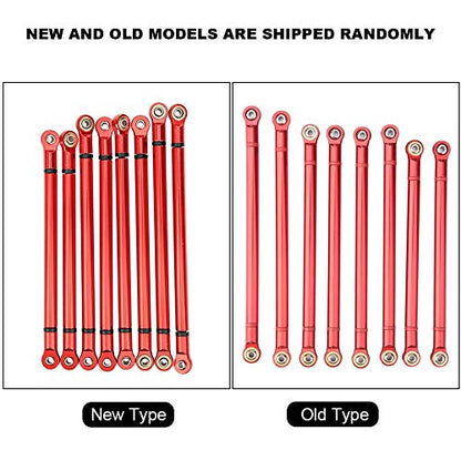 Plplaaoo RC Crawler Chassis Link Rod – 8 PCS Aluminum Alloy Link Rod Set, Chassis Linkage for SCX10 313mm Wheelbase, Fits Axial 90022 90047 1/10 Scale RC Car Crawler, Red - color: Red