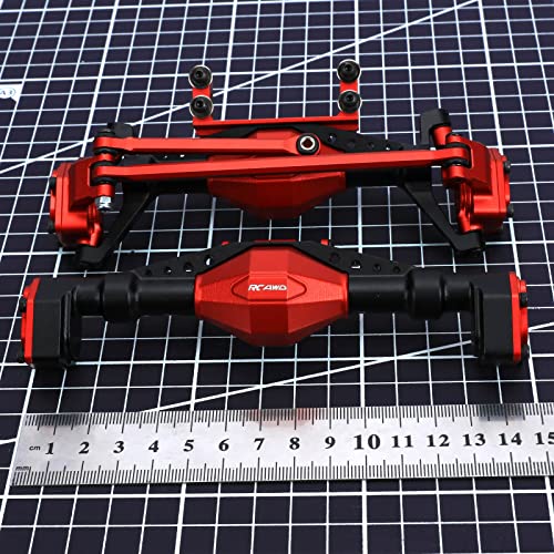 RCAWD Rear & Steering Axle Assembled & Front & Rear Axle Housing Without Gears Upgrades for 1/18 Axial UTB18 Capra Trail Buggy Crawlers Aluminum Parts AXI218001 Red - color: Red