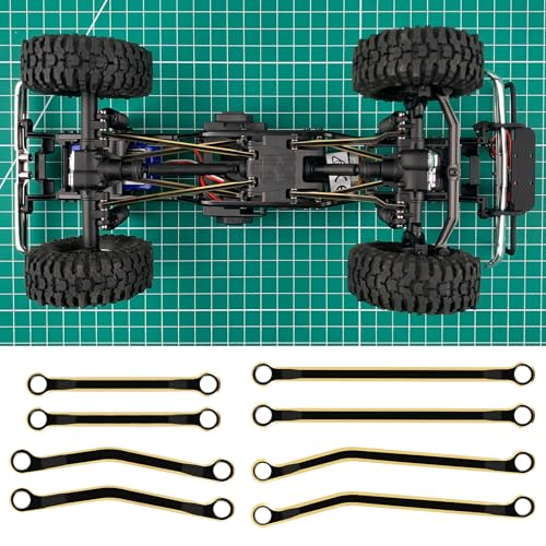 8PCS TRX4M Brass High Clearance Chassis Links Set Black Coating Link Counterweight Heightened Link Rod Linkage Set for 1/18 RC Crawler Car TRX4M High Trail K10 F150
