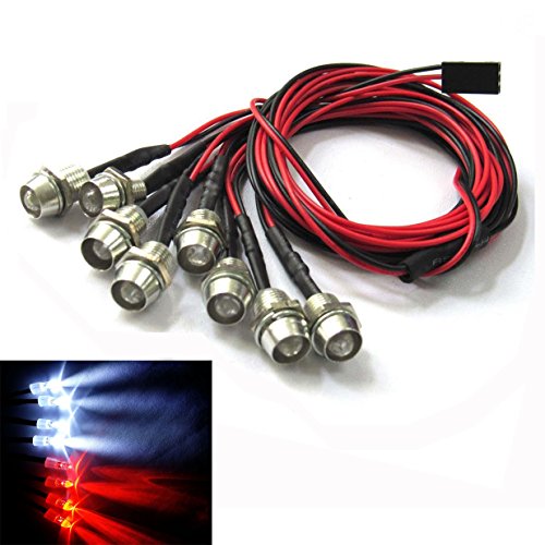 ShareGoo 8Leds LED Light Headlights Taillight Kit Accessories Compatible with Traxxas HSP Tamiya Redcat RC4WD Axial SCX10 RC Car Truck Tank Crawler