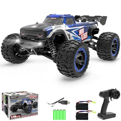 RC Truck 1:16 4x4 All Terrain RC Car 40KPH High Speed Remote Control Cars for Adults, Off-Road Monster Truck with 2.4Ghz Radio Control,2 Batteries (Blue)