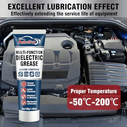 AstraVox Silicone Dielectric Grease for Electrical Connectors Automotive | Dialectric Grease with a Brush, Spark Plug, O Rings, Marine Waterproof & Heat-resistant & Insulating 1oz (1pcs)