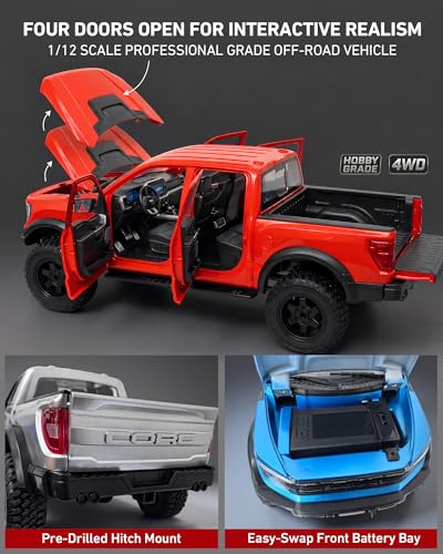 ARRIS CORC 1/12 RC Crawler Truck 4WD with 2-Speed Transmission RTR | All Metal Gears, LED Lights, Off-Road Pickup Design, Hobby Grade Trail Performance