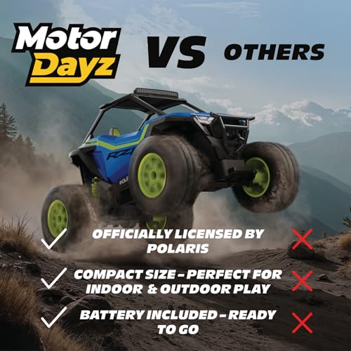 Polaris RZR Remote Control UTV – 1:14 Scale 2WD RC Car, Officially Licensed Polaris RZR, Full-Function 2.4GHz Radio Control, USB Rechargeable, Ready to Run, Blue - color: Blue