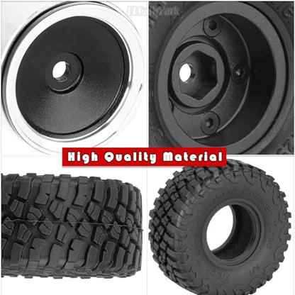 RC 1.0" Wheels and Tires for 1/18 TRX4M,1/24 SCX24 RC Crawler Car,RC Off Road Buggy Rally Truck Wheel and Tires,1.0 Alloy Wheel Rims & Rubber Tires,w/Foam Inserts,7mm Hex Rim,4PCS-(C) - style: 1.0 - (C-Bailuchi Tires)