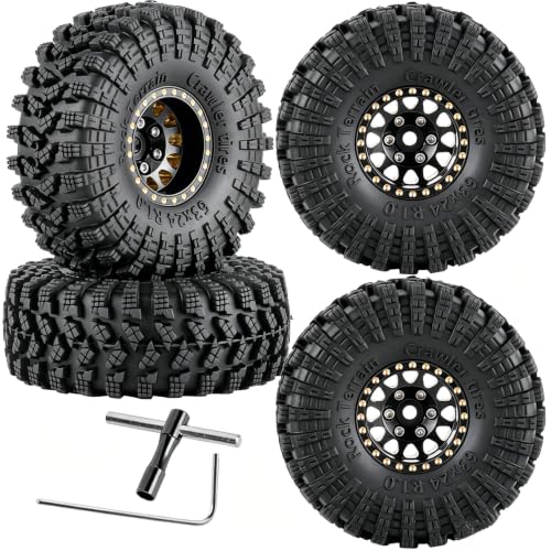 RC Full Brass 1.0 RC Wheel RC Tires for 1/18 1/24 Trx4m Axia l SCX24 RC Crawler,1.0" Beadlock RC Truck Tires and Wheel Highway Tires Wheel Rim,4PCS Style C - style: Style C