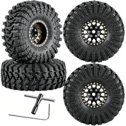 RC Full Brass 1.0 RC Wheel RC Tires for 1/18 1/24 Trx4m Axia l SCX24 RC Crawler,1.0" Beadlock RC Truck Tires and Wheel Highway Tires Wheel Rim,4PCS Style C - style: Style C