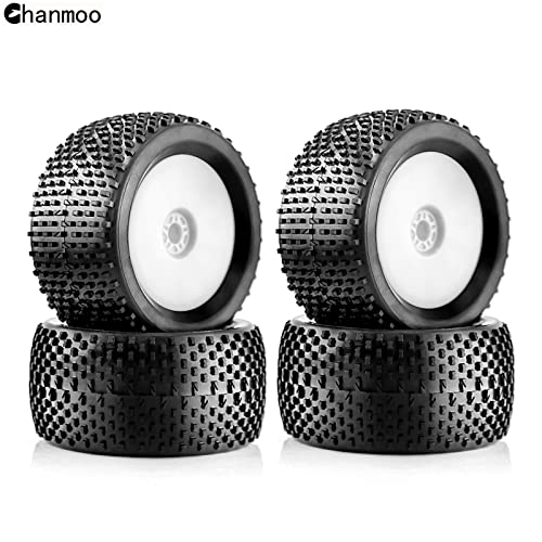 1/8 RC Off Road Racing Truck Tires And Wheels 17mm Hex Rubber Buggy Tyres OD 140mm For 1:8 Scale Monster Truck Car Arrma Typhon 6S Talion 4WD HPI HSP BAZOOKA CAMPER Kyosho TRAXXAS 4PCS (White) - color: White