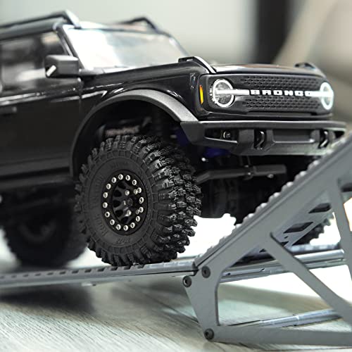 INJORA 1.0 Beadlock Wheel and Tire for 1/18 1/24 RC Crawler, 57*22mm(Black) - color: Black