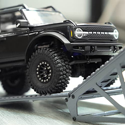 INJORA 1.0 Beadlock Wheel and Tire for 1/18 1/24 RC Crawler, 57*22mm(Black) - color: Black