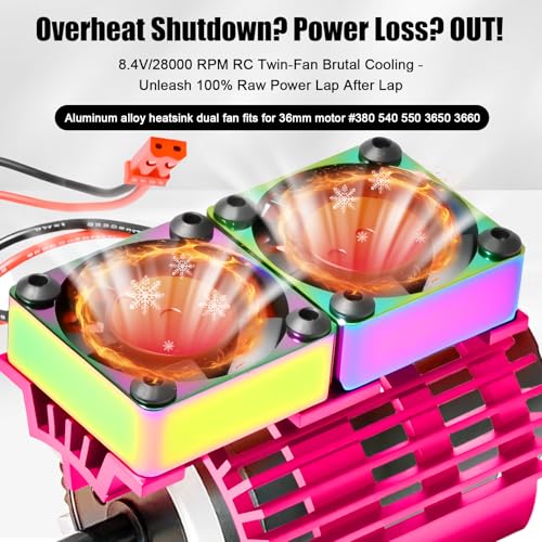 VXL-3s ESC Cooling Fan and Motor Cooling Fan 28000 RPM Dual Fan Set for 1/10 Traxxas Slash 4x4 Stampede 4x4 Rustler 4x4 VXL Hoss 4×4 Velineon VXL 3s Heat Sink Replace #3340, Purple & Black - style: SRQ-Purple Black
