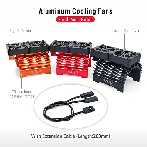 40mm RC Motor Cooling Fans, Hobby Twin Fan with Metal Heatsink for 1/8 1/10 RC Car 3650 3660 540 550 (40mm Red for 55-58mm Motor) - style: 40mm Red for 55-58mm Motor