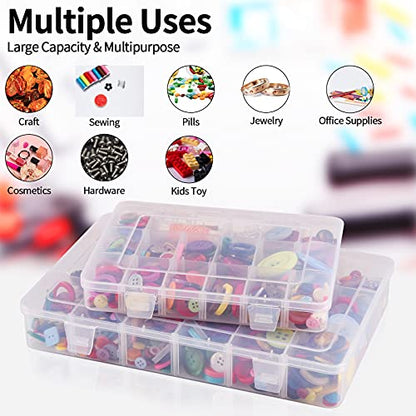 Exptolii 18 Grids Plastic Organizer Box with Dividers, Clear Compartment Container Storage for Washi Tapes Beads Crafts Jewelry Fishing Tackles, Size10.8 x 7.7 x 1.7 in - size: 1x Large 18 Grids