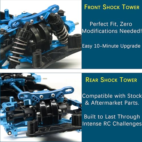 Aluminum Alloy Front & Rear Shock Towers for Tamiya TT02 1/10 RC Car – Precision CNC Machined RC Car Shock Mount, TT02 Alloy Shock Absorber Plate Lightweight & Durable Upgrade Parts - color: Blue