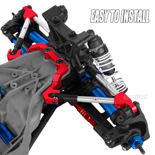 RC Front Tie Rods with Stabilizer Upgrades Part for 1/10 Slash 4X4 LCG,Alloy Aluminium Front Positive and Negative Teeth Pull Rod + Fixed Code Combination-Set,Red - color: Red - (Front Tie Rods)
