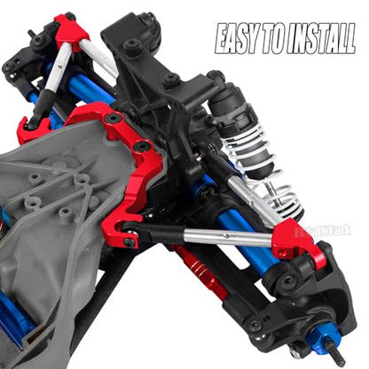 RC Front Tie Rods with Stabilizer Upgrades Part for 1/10 Slash 4X4 LCG,Alloy Aluminium Front Positive and Negative Teeth Pull Rod + Fixed Code Combination-Set,Red - color: Red - (Front Tie Rods)
