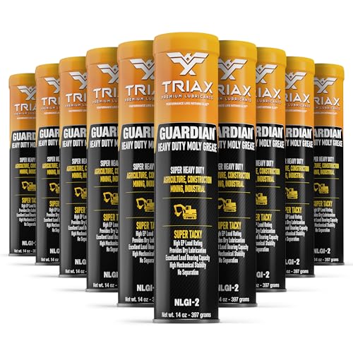 TRIAX Guardian Heavy Duty Grease with Moly, True Multi Purpose, Wheel Bearings, Shock Loaded Components, Extremely Tacky, Zero Separation (10 Pack - 14 Ounce Tubes) - size: Pack of 10 - 14 Ounce Tubes