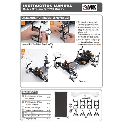 AMK 1/10 RC Car Setup Gauge -Tool for Suspension and Steering Adjustment, 1/10 Scale RC Car Alignment Tool Camber Toe Slip Angle Gauge - Precision Adjustment for Racing Drifting Tuning, RC Setup Tool