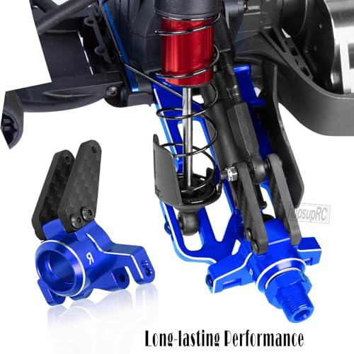 RC Aluminum Suspension Arms Set&Hubs Caster Blocks&Front Steering Block Knuckles&Rear Hubs Upgrades Parts for 1/10 Kraton/Outcast V2 4S BLX,Front Rear Suspension Arms Hops Up,Navy Blue - color: Blue(for 1/10)
